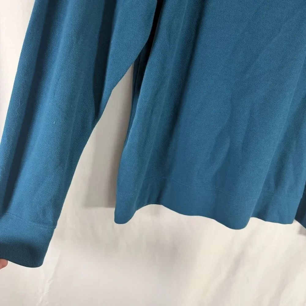 LL Bean Sweater Men's Large Teal 1/4 Zip Turtleneck Traditional Fit Cotton Blend